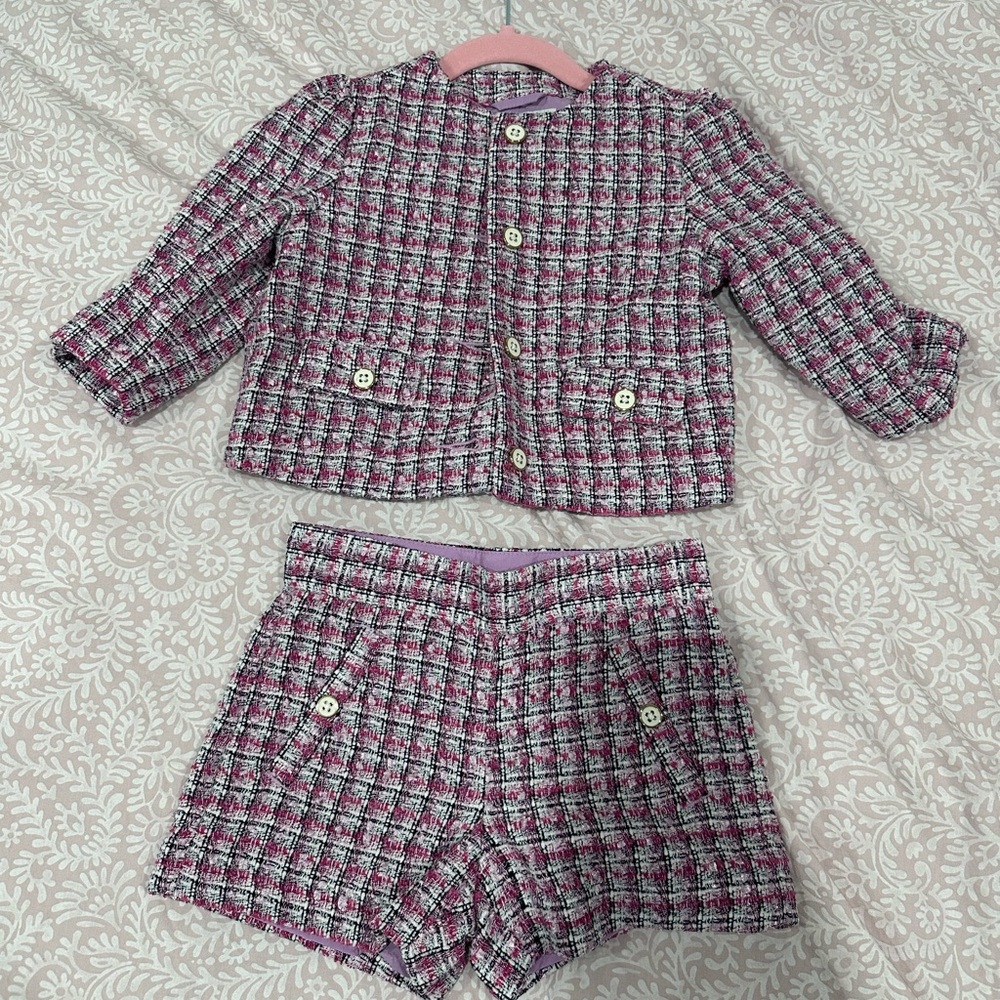 Janie and Jack Pink and White Kids Matching Set